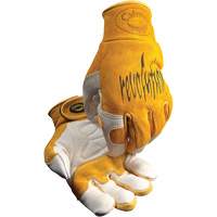 Gants de soudeur TIG/MIG de premi&egrave;re qualit&eacute; Caiman avec fermeture &agrave; boucles & crochets, Cuir de vache refendu, Taille Moyen Distribution Élite MP