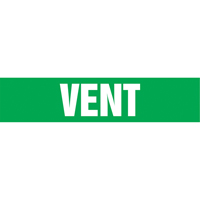 "Vent" Pipe Markers, Self-Adhesive, 4" H x 24" W, White on Green Distribution Élite MP