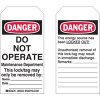 Lockout Tags, Plastic, 3" W x 5-1/2" H, English Distribution Élite MP