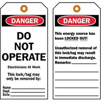 Lockout Tags, Plastic, 3" W x 5-1/2" H, English Distribution Élite MP