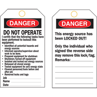 Lockout Tags, Plastic, 3" W x 5-3/4" H, English Distribution Élite MP