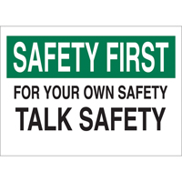 Enseigne  Talk Safety , 10" x 14", Aluminium, Anglais Distribution Élite MP