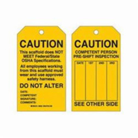 &eacute;tiquettes de s&eacute;curit&eacute; pour les &eacute;chafaudages, Polyester, 4" la x 7" h, Anglais Distribution Élite MP
