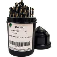 Foret pour m&eacute;canicien s&eacute;rie courte 135° - 1/16" &agrave; 1/2" par 1/64", 29 morceaux, Acier rapide Distribution Élite MP