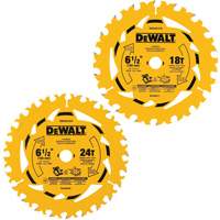 Circular Saw Blade Combo Pack, 6-1/2", 18/24 Teeth, Wood Use Distribution Élite MP