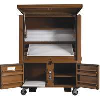 Coffre de chantier et surface de travail sur le terrain, 33" la x 63" p x 80" h, Acier, Rouge Distribution Élite MP