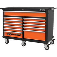 Roller Cabinet, 12 Drawers, 53" W x 24" D x 41" H, Black/Orange Distribution Élite MP