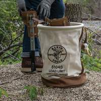 Leather-Bottom Bucket, 17" H, Canvas, White Distribution Élite MP