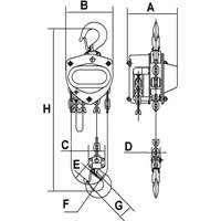 KCH Series Chain Hoists, 20' Lift, 2200 lbs. (1 tons) Capacity, Alloy Steel Chain Distribution Élite MP