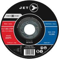 Power Xtreme Cut-Off Wheels for Angle Grinders - Steel/Stainless Steel, 5" x 1/32", 7/8" Arbor, Type 27, 12200 RPM Distribution Élite MP