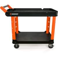 RAILWORKS 2-Shelf Industrial Utility Cart with 5" Hard Casters, 47" L x 24-1/2" W x 34" H, Black/Orange Distribution Élite MP