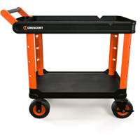 RAILWORKS 2-Shelf Industrial Utility Cart with 8" Casters, 47" L x 24-1/2" W x 37-4/5" H, Black/Orange Distribution Élite MP