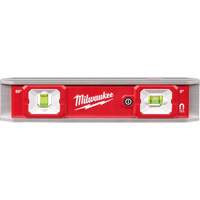 Torpedo Level with Lighted Vials, 9" L, Aluminum, 2 Vials, Magnetic Distribution Élite MP