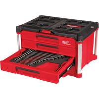 60-Piece Metric & SAE Combination Wrench Set with PACKOUT 4 Drawer Tool Box, 16-3/10" x 22-1/5" x 14-3/10", Black/Red Distribution Élite MP