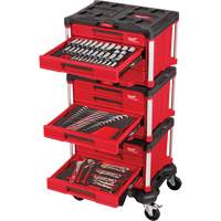 Ensemble maître de 366 outils &agrave; main pour m&eacute;caniciens avec tiroirs PACKOUT et diable, 16-3/10" x 22-1/5" x 48-5/8", Noir/Rouge Distribution Élite MP