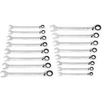 90-Tooth 12-Point Reversible Wrench Set, Ratcheting Box, 16 Pieces, Metric Distribution Élite MP
