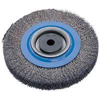 Crimped Wire Bench Wheel Brush, 6" Dia., 0.0118" Fill, 1/2" - 1-1/4" Arbor Distribution Élite MP