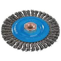 Stringer Bead Knotted Wire Brush, 4" Dia., 0.02" Fill, 5/8"-11 Arbor, Aluminum/Stainless Steel Distribution Élite MP