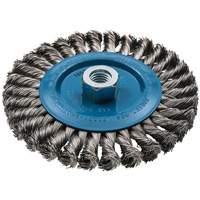 Wide Knotted Wire Wheel Brush, 6" Dia., 0.02" Fill, 5/8"-11 Arbor, Aluminum/Stainless Steel Distribution Élite MP