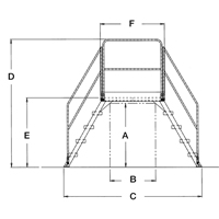 &eacute;chelles de liaison, 128" Port&eacute;e hors tout, 60" ha x 60" p, 24" Largeur de la marche Distribution Élite MP