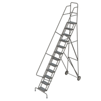 Steel Rolling Ladder, 12 Steps, 16" Step Width, 120" Platform Height, Steel Distribution Élite MP