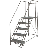 Mobile Work Platform, Steel, 5 Steps, 50" H, 35" D, 24" Step, Serrated Distribution Élite MP