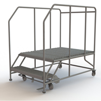 Mobile Work Platform, Steel, 2 Steps, 20" H, 48" D, 36" Step, Serrated Distribution Élite MP