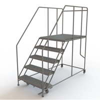 Mobile Work Platform, Steel, 5 Steps, 50" H, 48" D, 36" Step, Serrated Distribution Élite MP