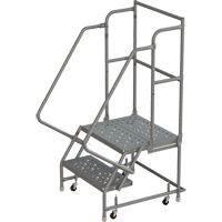 Escabeaux roulants &agrave; dessus profond, 2 marches, Largeur de la marche 16", Hauteur de la plateforme 20", Acier Distribution Élite MP