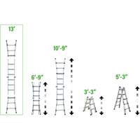 Telescoping Multi-Position Ladder, 2.916' - 9.75', Aluminum, 300 lbs., CSA Grade 1A Distribution Élite MP
