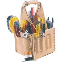 Porte-outils pour &eacute;lectricien et travaux d'entretien, Cuir, 17 pochettes, Beige Distribution Élite MP