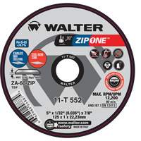 Zip One Cut-Off Wheel, 5" x 1/32", 7/8" Arbor, Type 1, Zirconia Alumina, 12200 RPM Distribution Élite MP