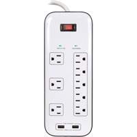USB Charging Surge Protectors, 8 Outlets, 2400 J, 1875 W, 6' Cord Distribution Élite MP