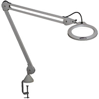 Lampe grossissante, Dioptrie 5, Ampoule DEL, Bras de 45", Pinces serre-joints, Gris Distribution Élite MP