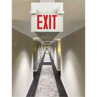 Exit Sign with Security Lights, LED, Battery Operated/Hardwired, 12-1/10" L x 11" W, English Distribution Élite MP